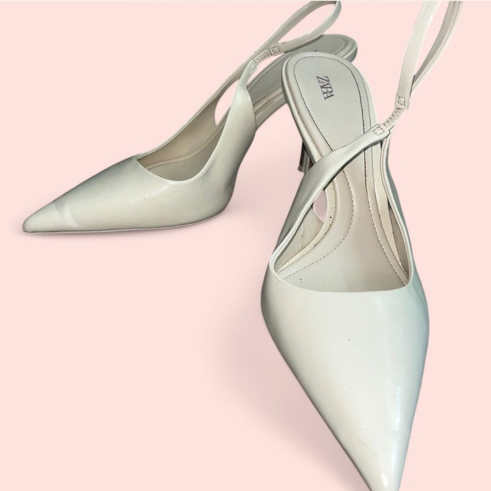 Zara Cream Slingback Stiletto Heels
